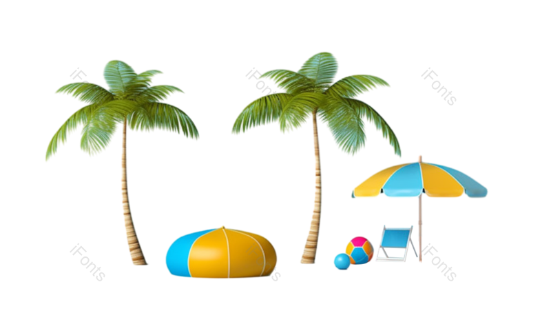 元素图片,夏天元素,椰子树PNG,3D免抠素材
